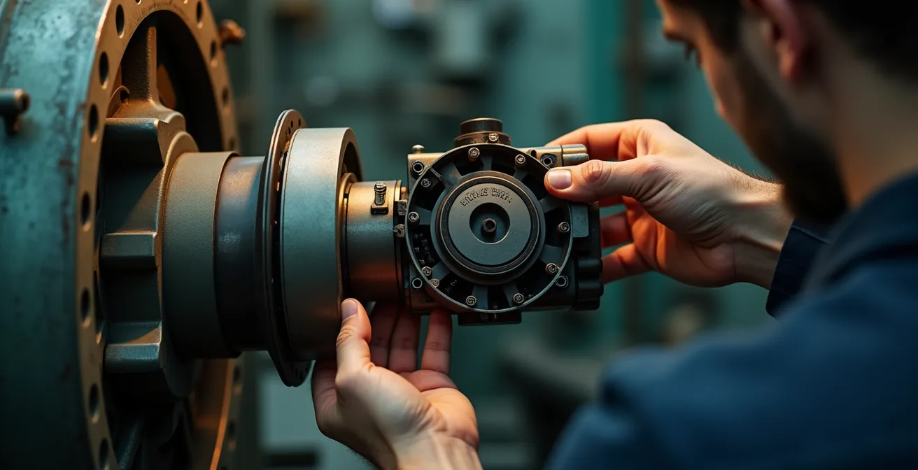 Modernisation d’une vieille machine industrielle par l’ajout de nouveaux composants électroniques pour illustrer la lutte contre l’obsolescence.