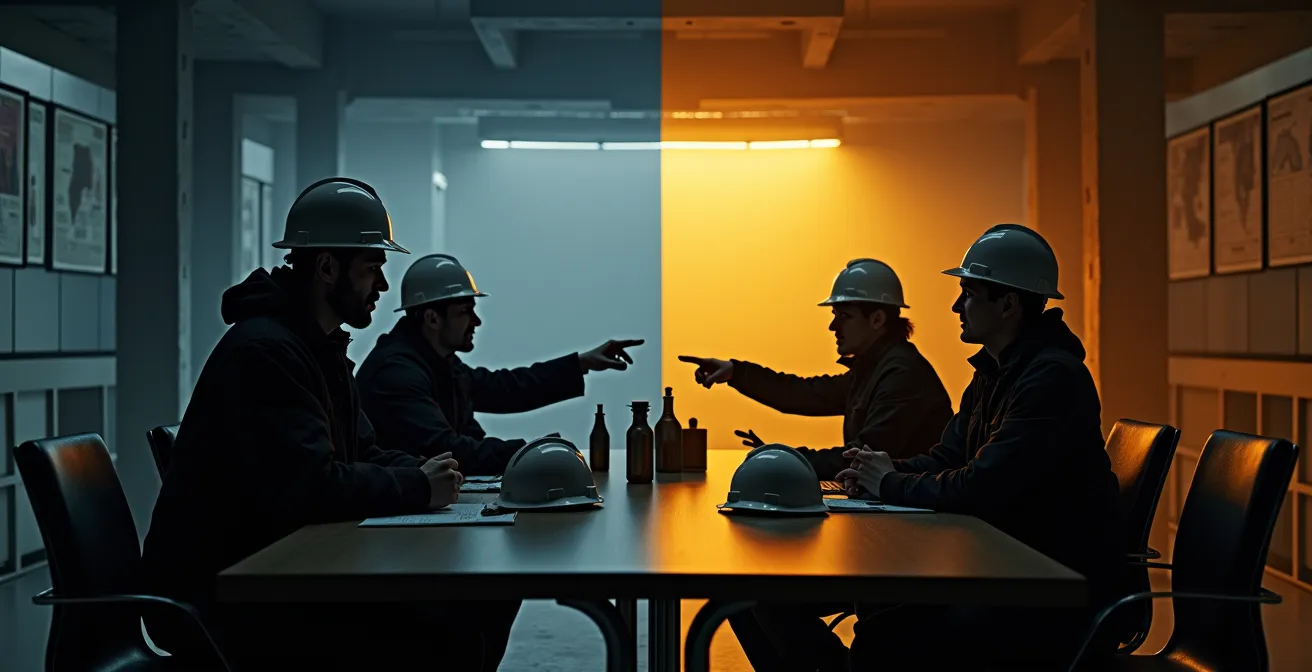 Contraste visuel entre approche punitive et culture juste en milieu de travail