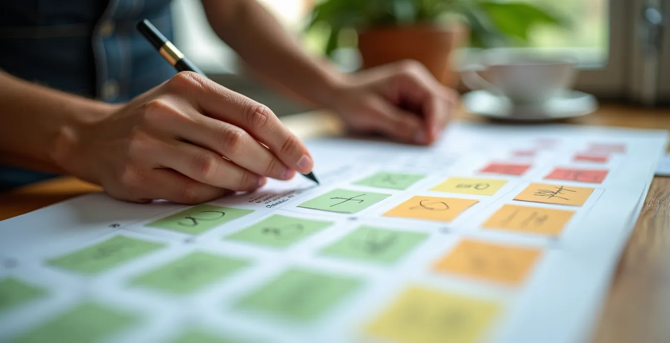 Perspective humaine d'un gestionnaire analysant des données sur un bureau épuré