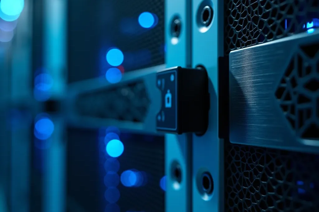 Serveur NVR sécurisé dans un local verrouillé avec système de contrôle d'accès